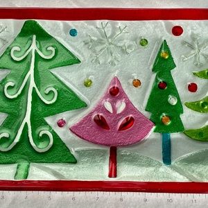 Silvestri Christmas Tree Platter Fused and Molded Glass Designed by Lori Siebert